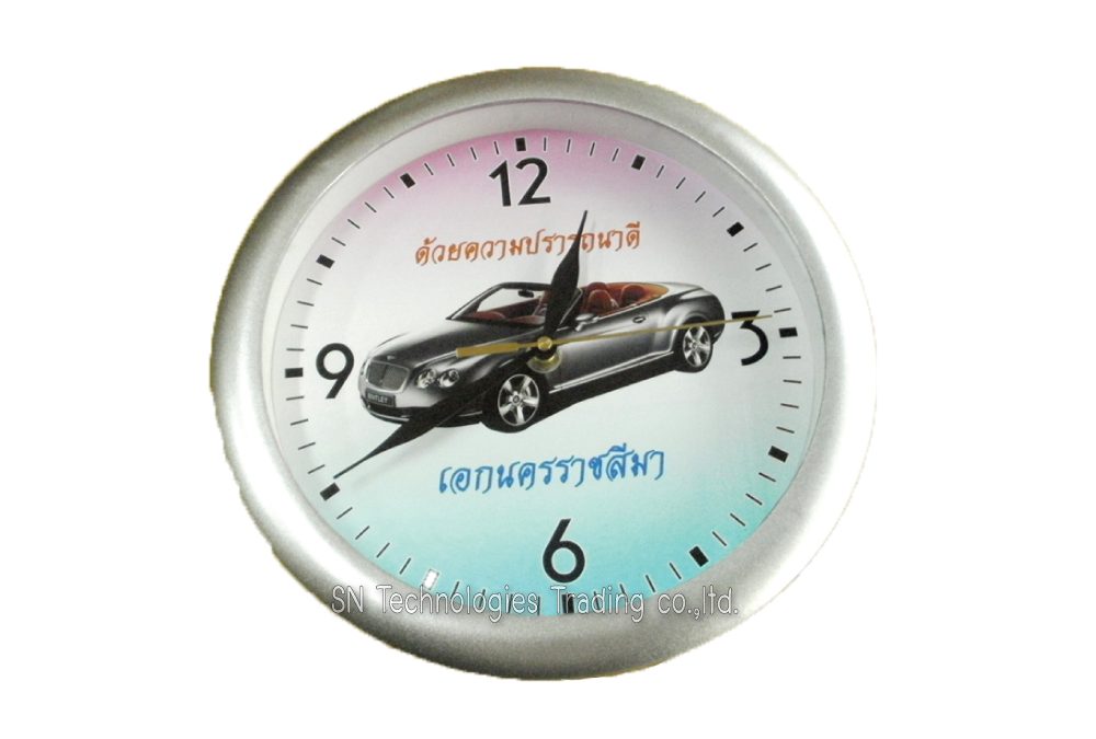 นาฬิกาแขวน 10 นิ้ว ทรงกลม ขอบเคลือบ สีเงินด้าน (22)