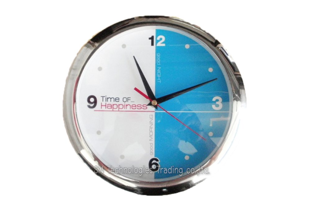 นาฬิกาแขวน 10 นิ้ว ทรงกลม ขอบเคลือบ สีเงินเงา (24)