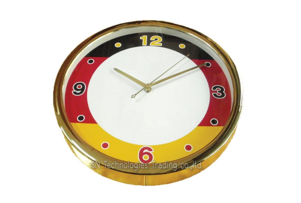 นาฬิกาแขวน 12.5 นิ้ว ทรงกลม ขอบหนา สีทองเงา (27)